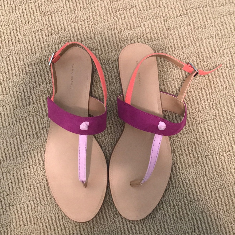 Pink Faux Suede Thong Sandals
